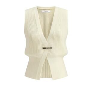 Commense Cream Knit Sleeveless V-Neck Top  – Size XL – New With Tags